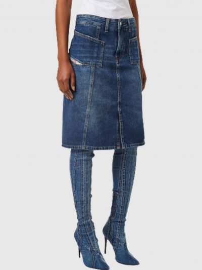 חצאית ג׳ינס באורך מידי - כחול כהה