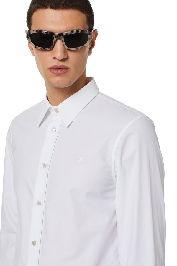 חולצת כותנה מכופתרת - לבן