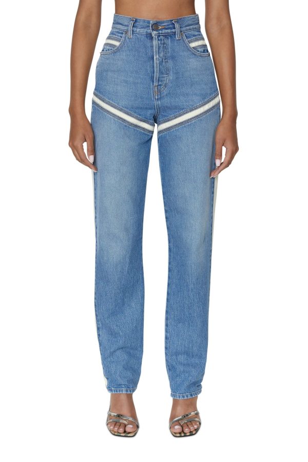 די פילוט ג׳ינס בגזרה ישרה - כחול לבן