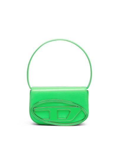 תיק קטן עם אבזם לוגו אליפטי - ורוד ניאון-ירוק ניאון