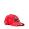כובע מצחיה עם לוגו גדול וקרעים - אדום