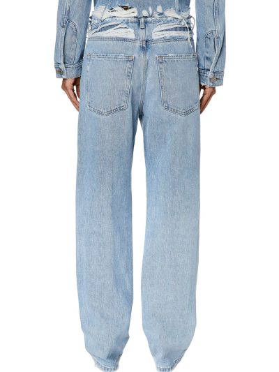 די ארק ג׳ינס בגזרה ישרה עם מותניים פרומים - כחול בהיר