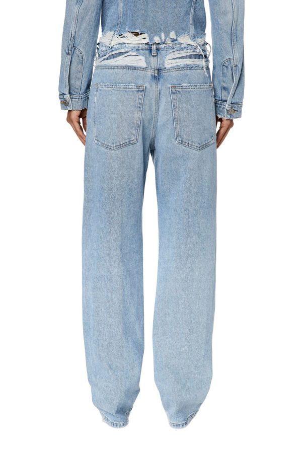 די ארק ג׳ינס בגזרה ישרה עם מותניים פרומים - כחול בהיר
