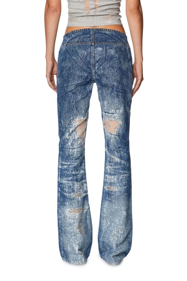 די שארק - ג׳ינס בגזרה נמוכה ומתרחבת - כחול עם בד רשת