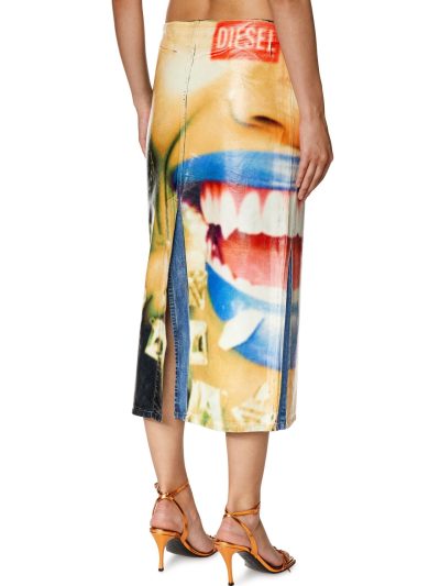 חצאית דנים עם הדפס חיוך - צבעוני
