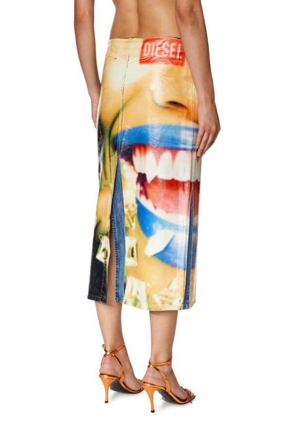 חצאית דנים עם הדפס חיוך - צבעוני